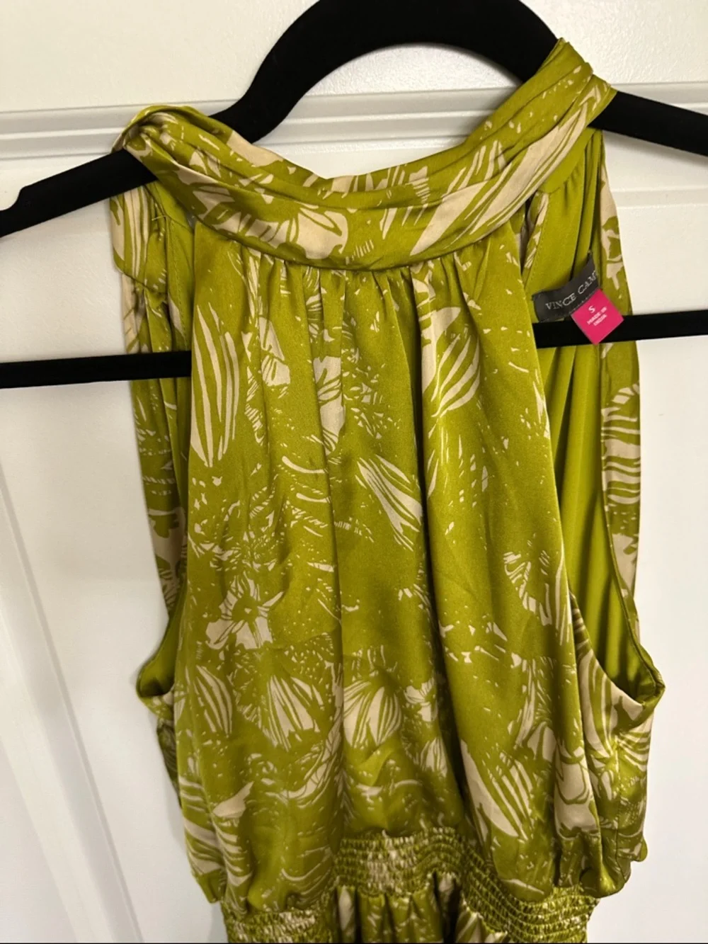 Vince Camuto Olive Green Halter Floral-Print Jumpsuit - Picture 2 of 7